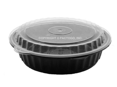 24 oz. 7" Round Black Container w/Lid Combo 150/CS