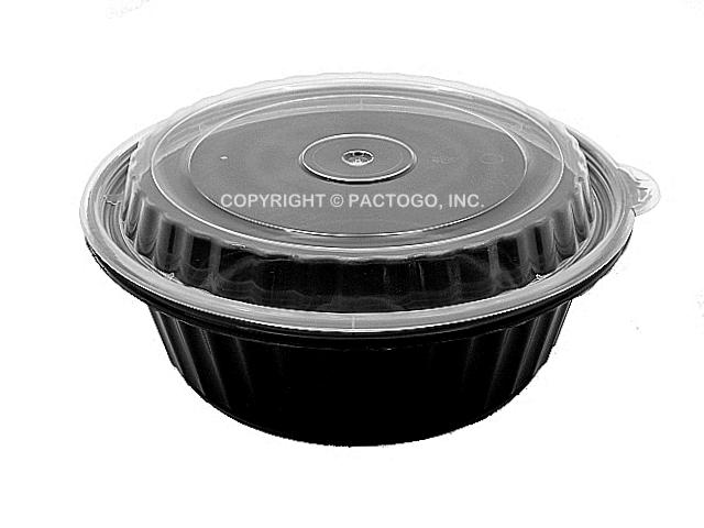 32 oz. 7" Round Black Container w/Lid Combo 150/CS