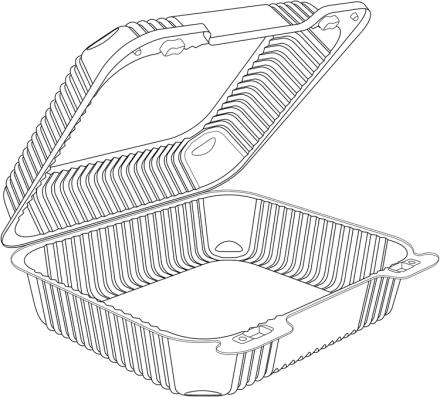 8" Deep Clear Hinged Container 