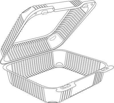 8" Deep Clear Hinged Container 