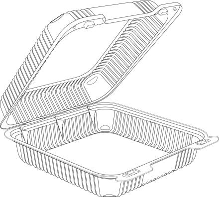 9" Medium Clear Hinged Container Single Compartment