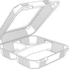 9" Medium Clear Hinged 3 Compartment Container