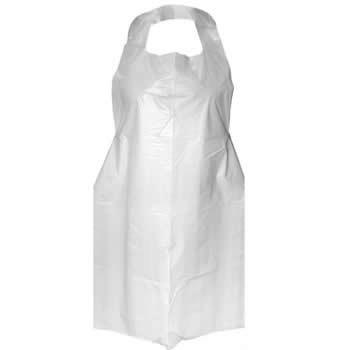 28" x 46" DisposableWhite Plastic Apron 100/PK