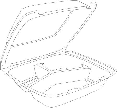 9x8 Small Foam Hinged Container 3 Compartment 200/CS