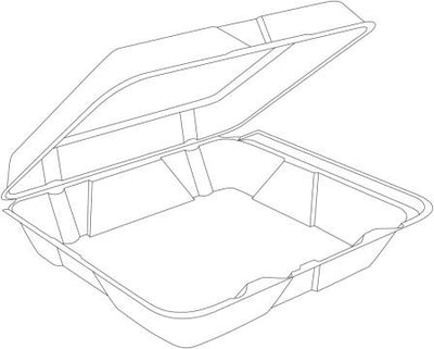 9x9 Large Foam Hinged Container 200/CS