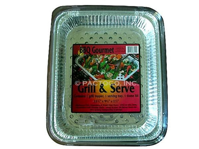 Grill N Serve BBQ Foil Pan w/Clear Lid