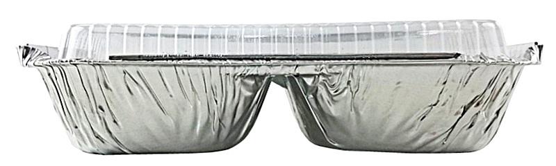 3 Compartment Oblong Take-Out Foil Pan w/Dome Lid