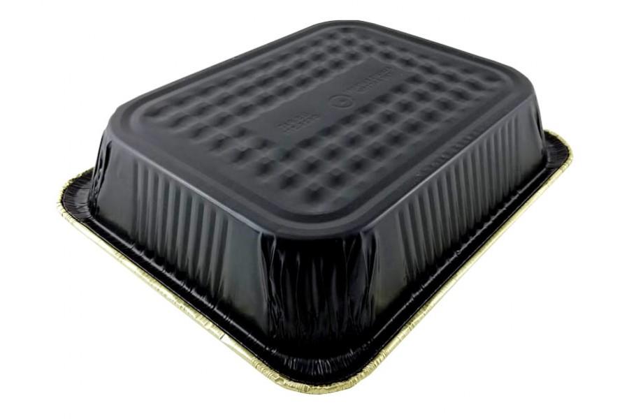 Handi-Foil Half-Size Deep Black & Gold Steam Table Foil Pan 100/CS