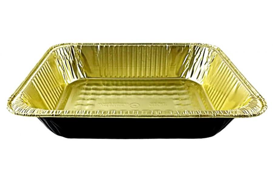 Handi-Foil Half-Size Deep Black & Gold Steam Table Foil Pan 100/CS