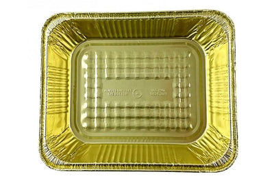 Handi-Foil Half-Size Deep Black & Gold Steam Table Foil Pan 100/CS