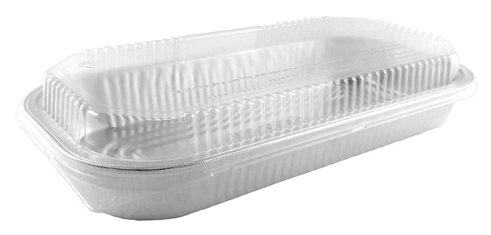 HFA Gourmet-to-Go 6 lb. Extra-Large Silver Entrée Foil Pan w/Clear Dome Lid 25/CS