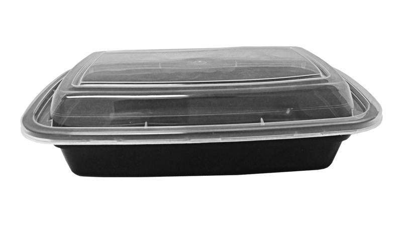 24 oz. Rectangular Black Container w/Lid Combo 150/CS