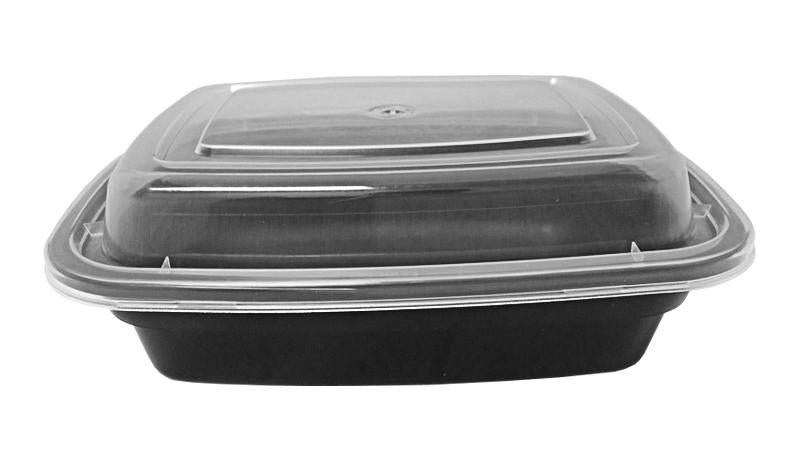 8 oz. Rectangular Black Container w/Lid Combo 150/CS