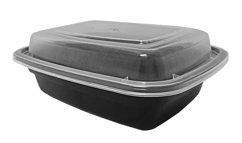 8 oz. Rectangular Black Container w/Lid Combo 150/CS