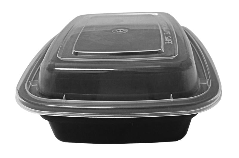 8 oz. Rectangular Black Container w/Lid Combo 150/CS