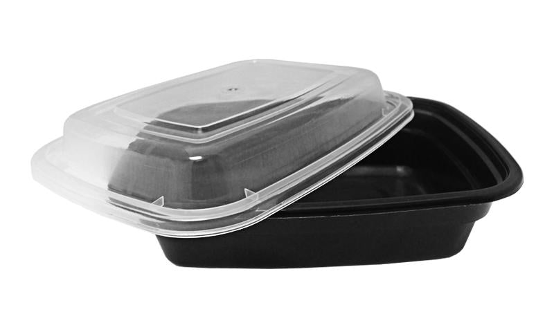 8 oz. Rectangular Black Container w/Lid Combo 150/CS