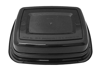 8 oz. Rectangular Black Container w/Lid Combo 150/CS