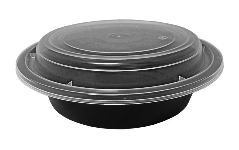 16 oz. 6" Round Black Container w/Lid Combo 150/CS