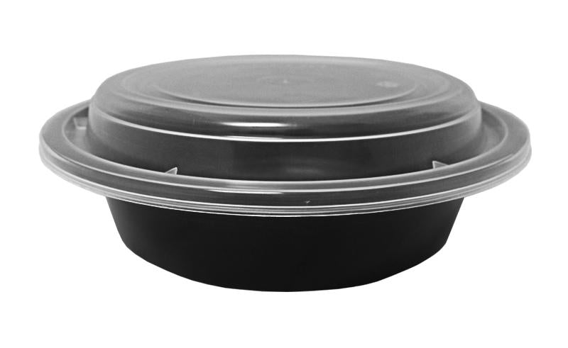 16 oz. 6" Round Black Container w/Lid Combo 150/CS