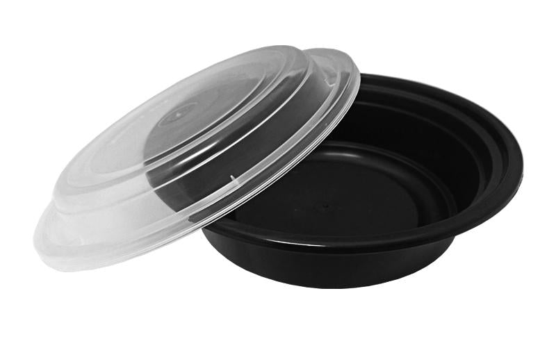 16 oz. 6" Round Black Container w/Lid Combo 150/CS