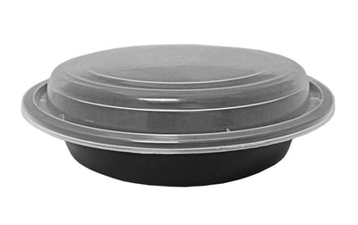 24 oz. 7" Round Black Container w/Lid Combo 150/CS