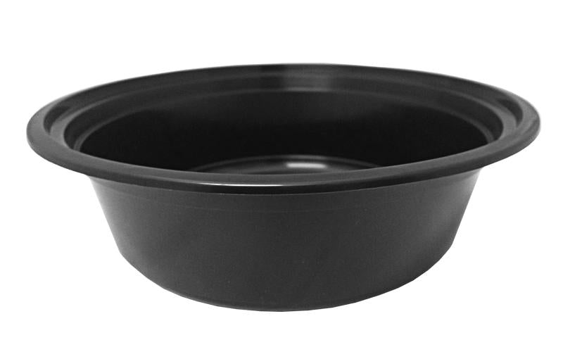 32 oz. 7" Round Black Container w/Lid Combo 150/CS