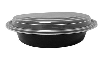 48 oz. 9" Round Black Container w/Lid Combo 150/CS