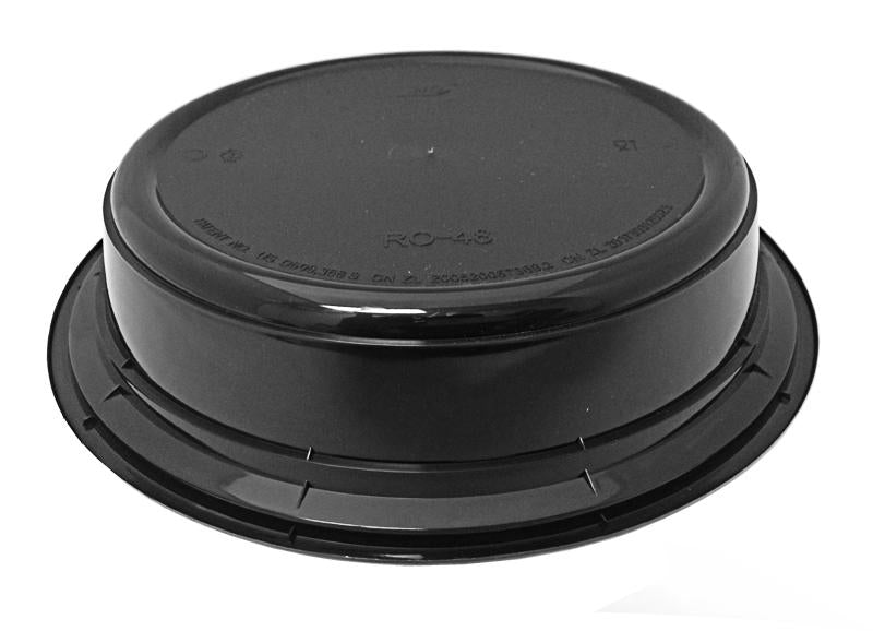 48 oz. 9" Round Black Container w/Lid Combo 150/CS