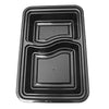 32 oz. Rectangular 2-Compartment Black Container w/Lid Combo 150/CS