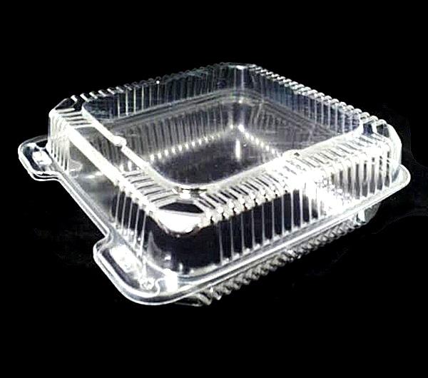 8" Medium Clear Hinged Container Single Compartment