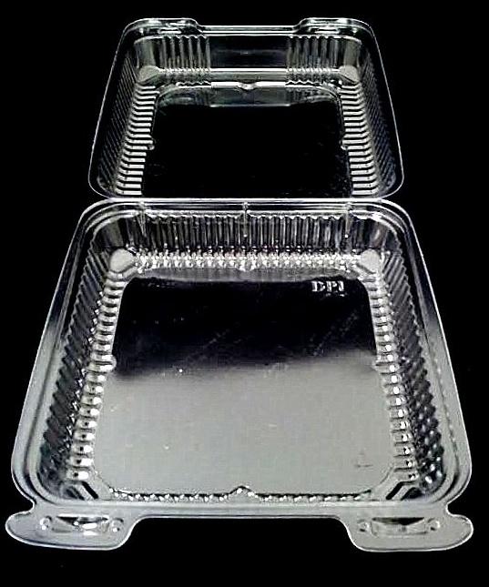 8" Medium Clear Hinged Container Single Compartment