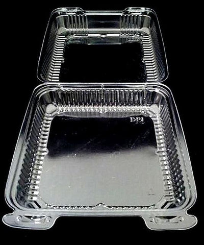 8" Medium Clear Hinged Container Single Compartment
