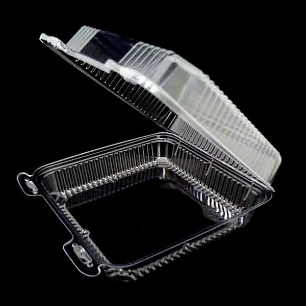 9" Medium Clear Hinged Container Single Compartment