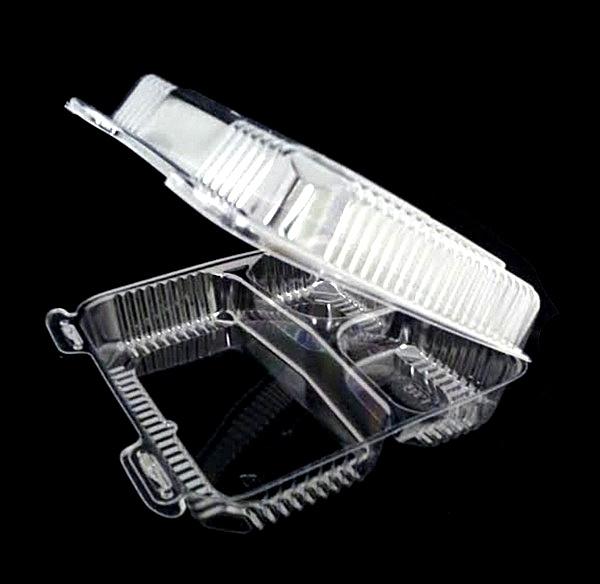 9" Medium Clear Hinged 3 Compartment Container
