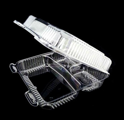 9" Medium Clear Hinged 3 Compartment Container