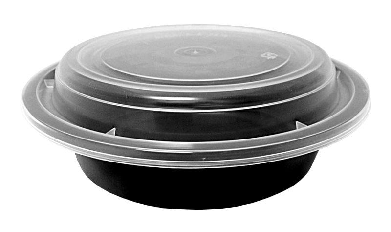 16 oz. 6" Round Black Container w/Lid Combo 150/CS